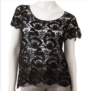 Lauren Conrad LC • Black Crochet Top